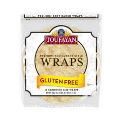 Toufayan Bakeries Gluten Free Wraps 12 Sandwich Size 40.2 oz Premium Soft Baked, Restaurant Style for Sandwiches & Meal Prep
