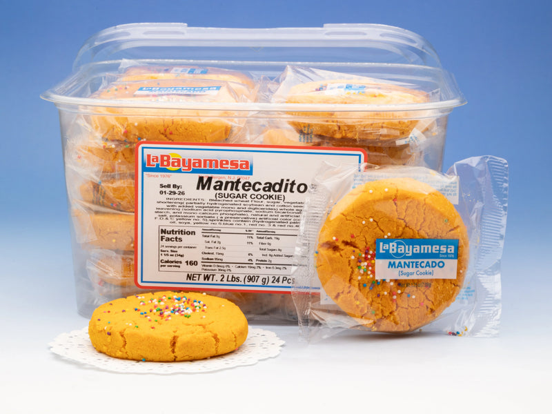 LaBayamesa Mantecadito Sugar Cookies with Sprinkles 24 Count 2lb Traditional Individually Wrapped Shortbread Biscuits with Sprinkles for Snacks and Parties