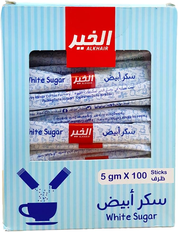 Alkhair Pure White Sugar 5gx100 Sticks 500g Box - 1PaysLess