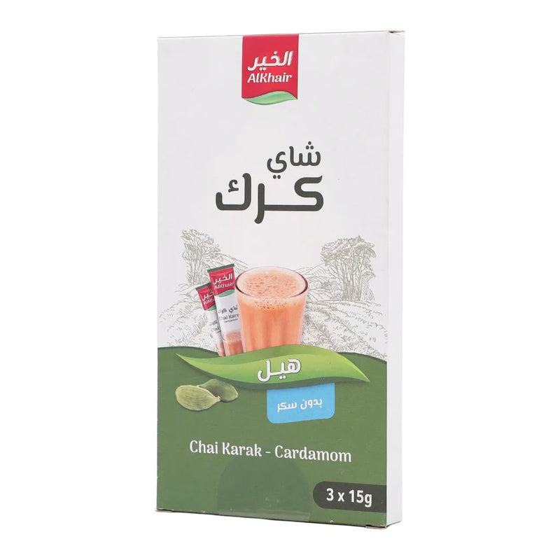 AlKhair Cardamom Karak Tea 3x15g Sugar-Free Instant Milk Tea Premix