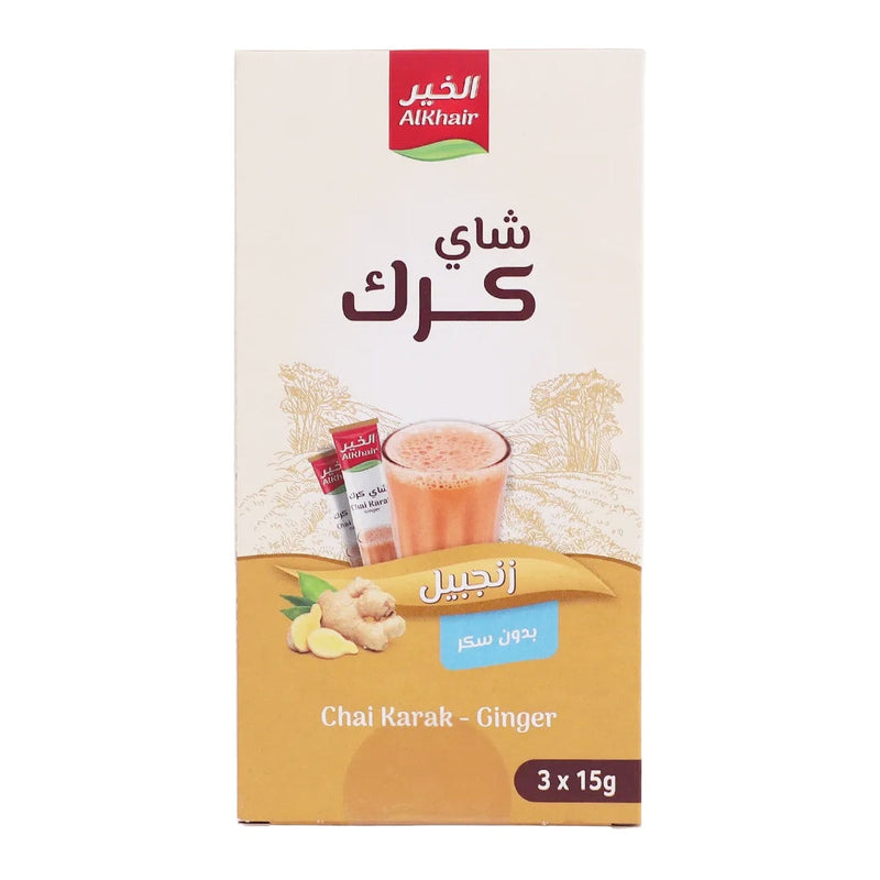 AlKhair Ginger Karak Tea 3x15g Sugar-Free Instant Chai Mix