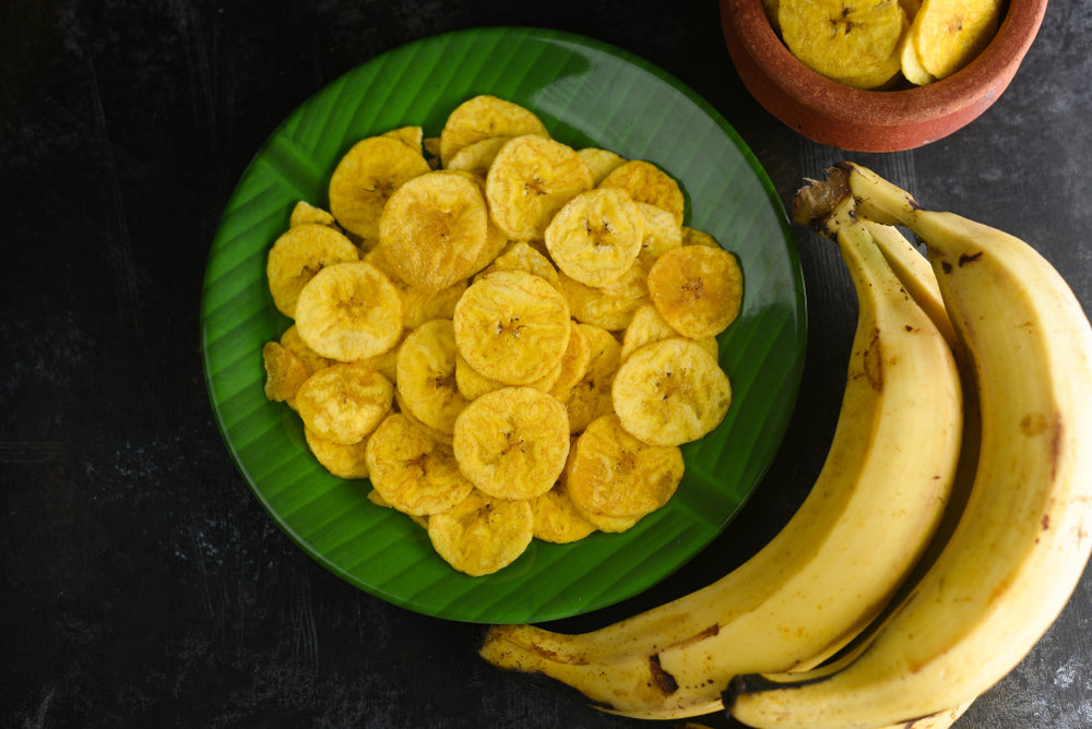 Thin, Crispy, and Salted Plantain Chips made from Banana, Party size Jar 22.93oz 650g