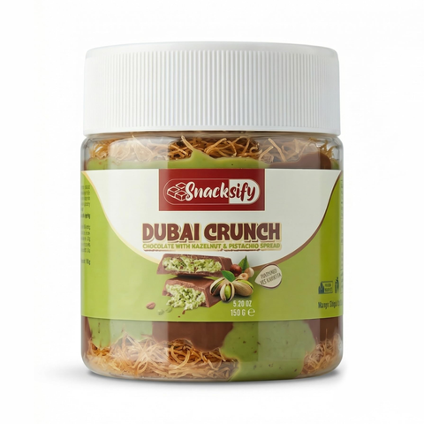 Snacksify Dubai Crunch Chocolate Pistachio Spread - 5.20 oz (150g) - Gourmet Hazelnut & Pistachio Butter with Crunchy Kataifi - Premium Dessert Topping for Crepes, Toast, and Fruit