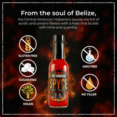 SPYCE Fire Habanero Hot Sauce 5 FL OZ (148 ML) Non-GMO, No MSG, No Sugar, No Filler For Bold Flavor & Heat on Any Meal - SANI-LLC