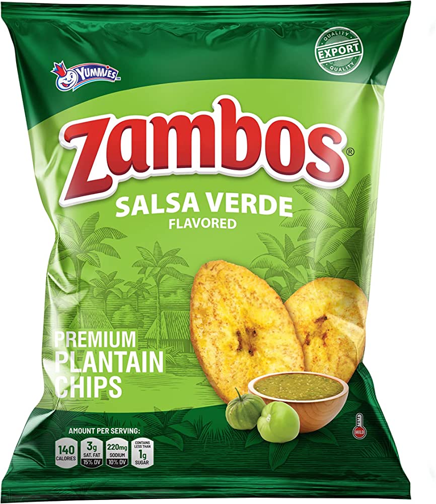 Zambos Plantain Chips Salsa Verde, Green Salsa Chips 5.29oz