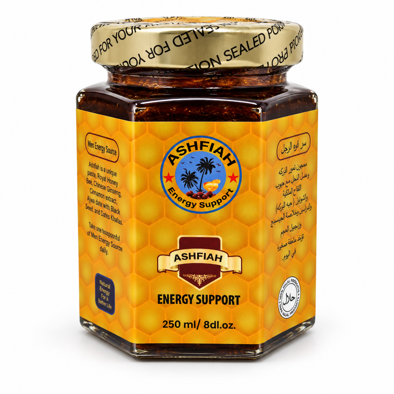 Ashfiah Energy Support Honey 8oz (250ml) – Royal Honey Blend with Ginseng & Black Seed