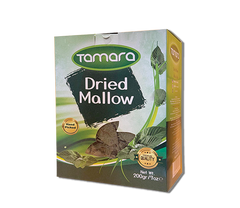 Dried Tamara Mallow leaves in a 200g package, hand-picked for use in stews and herbal teas, from the Tamara brand.