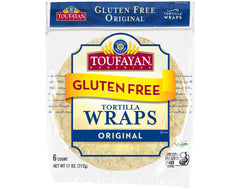 Toufayan Gluten Free Tortilla Wraps 6 Count (11 oz) Original Flavor Certified GF, Vegan Friendly for Tacos, Burritos & Healthy Wraps