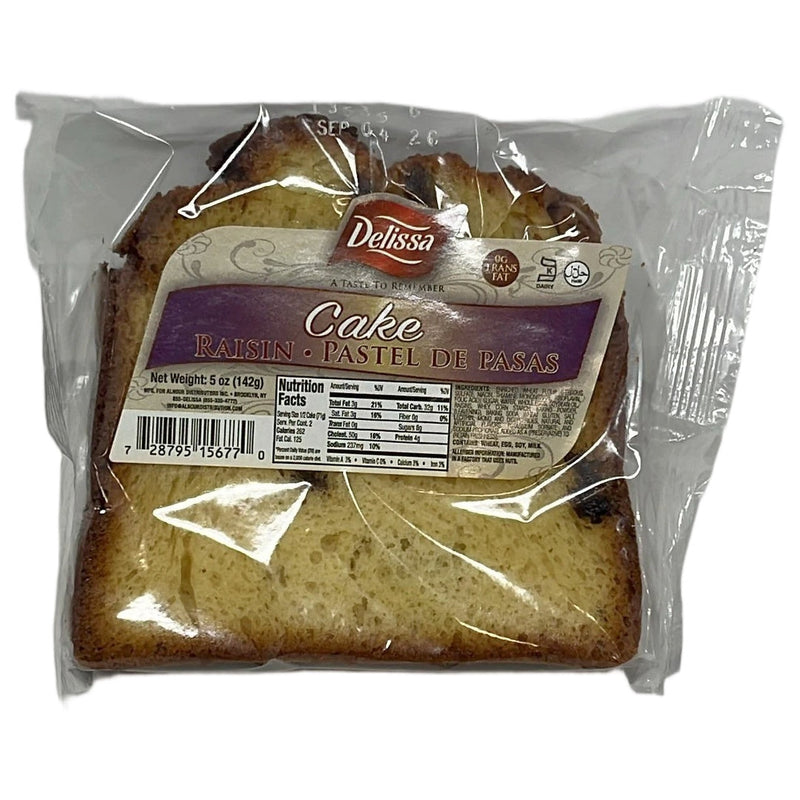 Delisia Raisin Cake 5 oz Sliced Pound Single Cake Snack