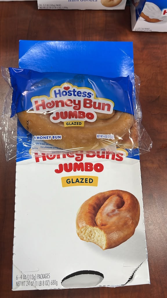 Hostess Jumbo Glazed Honey Buns 6-Count Soft Sweet Breakfast Snack