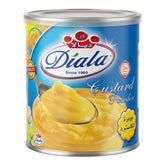 Diala Vanilla Custard Powder 300g jar, smooth instant dessert mix with vanilla flavor, shown in a close-up image.