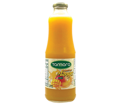 Tamara mango nectar in a 1L bottle, tropical fruit juice drink with vibrant mango color and label details visible.