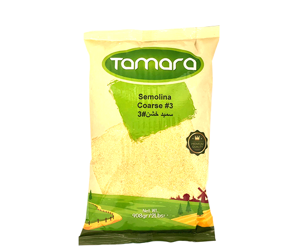 Tamara Coarse Semolina #3 in a 2lb bag, made from premium durum wheat, ideal for desserts and baking.