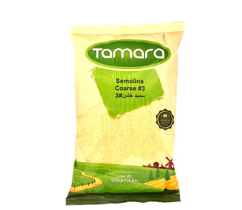 Tamara Coarse Semolina #3 in a 2lb bag, made from premium durum wheat, ideal for desserts and baking.