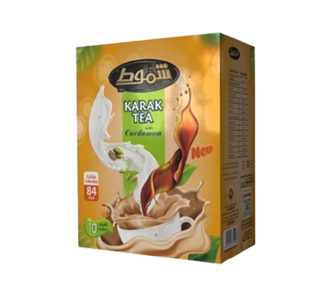 Shmookh Karak Tea sticks with cardamom and instant milk, by Coffee:Shammout, showing the tea sticks package with cardamom pods.