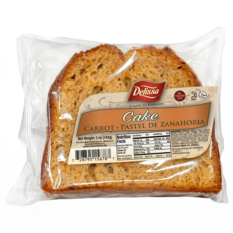 Delisia Carrot Cake Slice 5 oz Moist Walnut Single Cake Snack