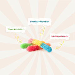 Cup candy Neon Gummy Worm Fun fruit Bites 6oz