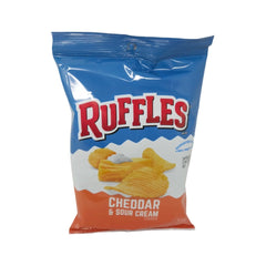 Ruffles Potato Chips 60.2g Bag Crispy Ridges Bold Cheddar & Sour Cream Flavor for Snack Time - SANI-LLC