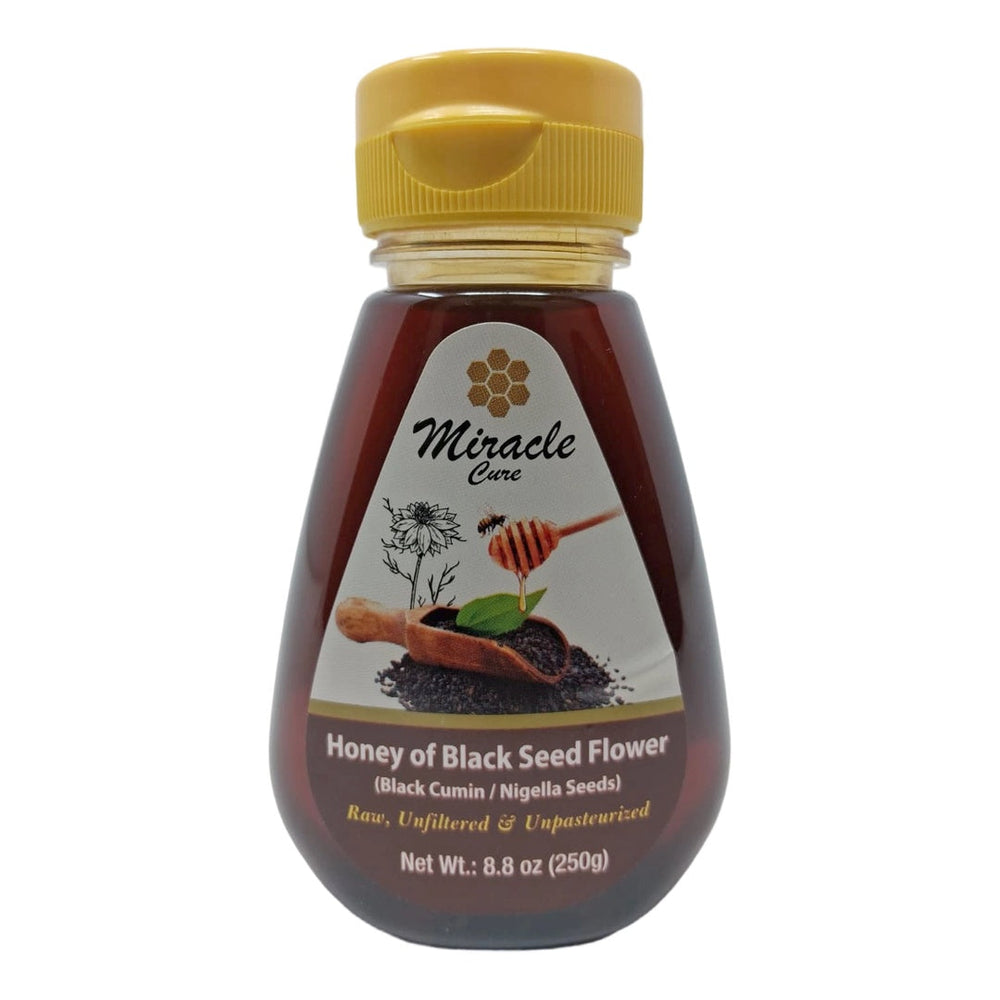 Miracle Cure Black Seed Honey 8.8 oz (250g) Raw Unfiltered & Unpasteurized Pure Natural for Wellness & Sweetener - SANI-LLC