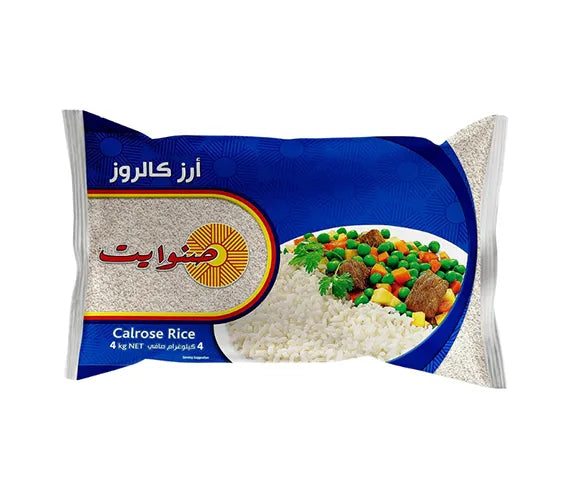 Sunwhite Calrose rice 4kg, medium grain rice for sushi and daily cooking, shown in a clean, white packaging.