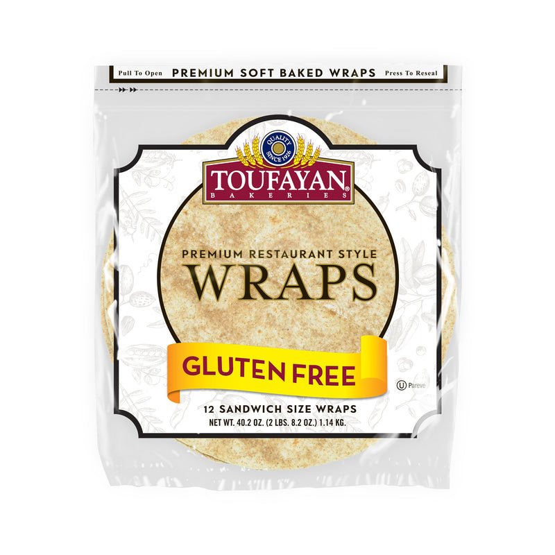 Toufayan Bakeries Gluten Free Wraps 12 Sandwich Size 40.2 oz Premium Soft Baked, Restaurant Style for Sandwiches & Meal Prep - SANI-LLC