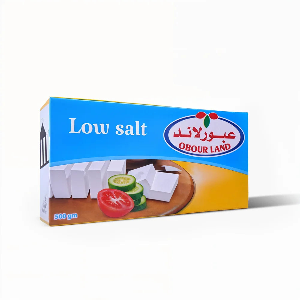 Obour Land low salt white cheese, Egyptian style feta, 500g, creamy, mild flavor, suitable for salads, sandwiches, and breakfasts