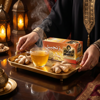 AlAttar Ginger Herbal Tea box with 20 bags, featuring natural ginger wellness ingredients in a colorful packaging.