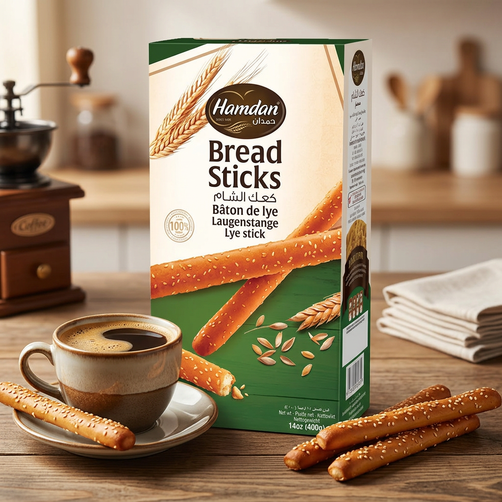 Hamdan Sesame Bread Sticks 14oz Crunchy Ka'ak Al Sham Snack