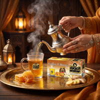 AlAttar Ginger & Honey Tea box with 20 tea bags, natural blend for daily wellness, featuring ginger and honey ingredients.