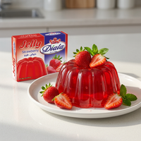 Diala Strawberry Jelly 80g halal dessert mix in a clear packet with strawberry images, ready for quick snack preparation.