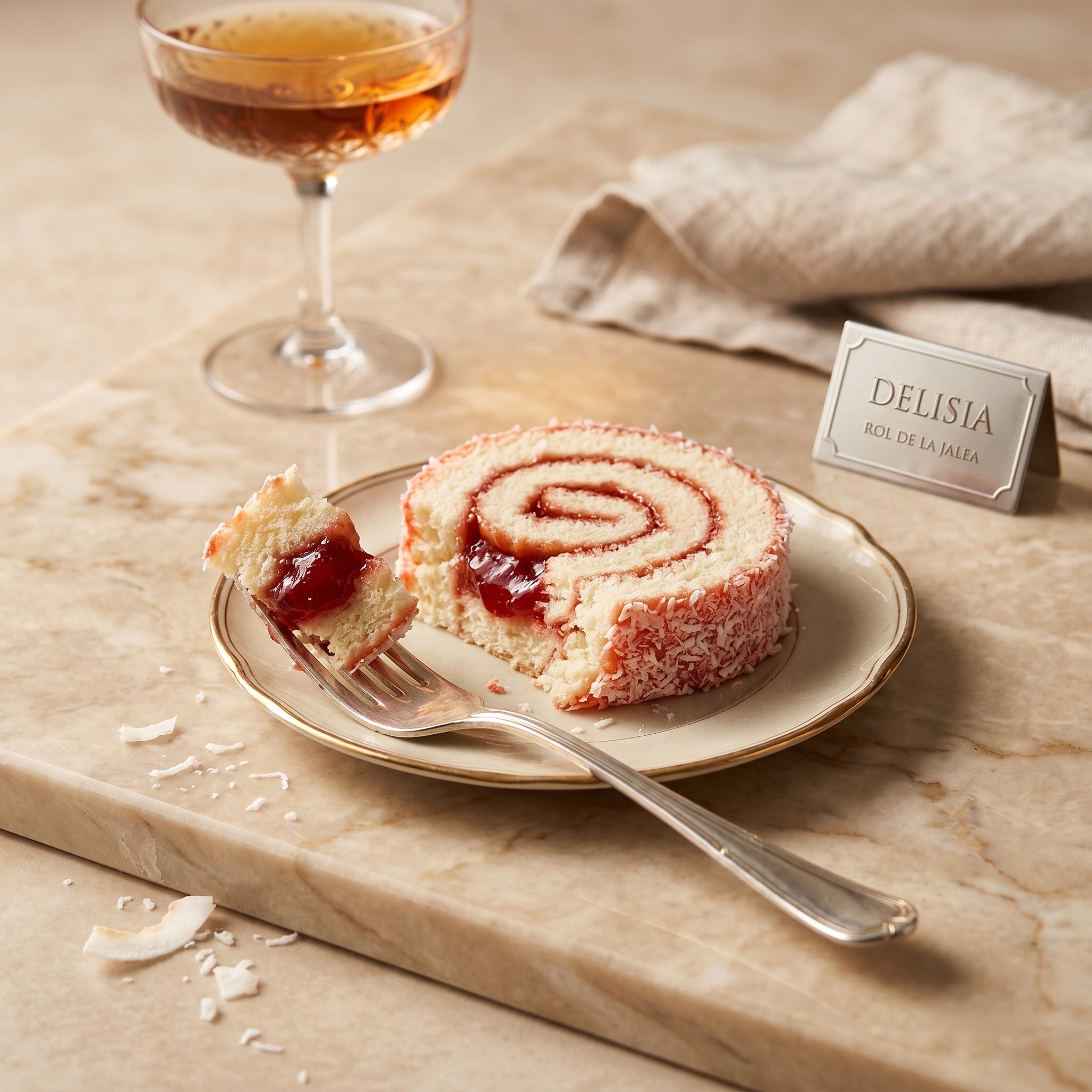 Delisia Big Jelly Roll Sponge Cake, 14 oz (397g), Traditional Fruit Jam Filling with Shredded Coconut, 0g Trans Fat, Kosher Certified, Ready-to-Serve Sweet Dessert Snack