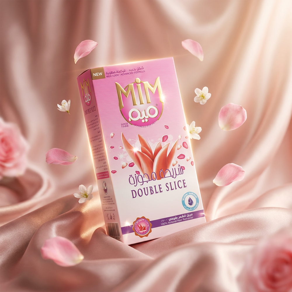 MiM Double Slice Pink Hair Remover paste in a jar, showing the natural water-soluble hair removal product from MIM Hair Removal.