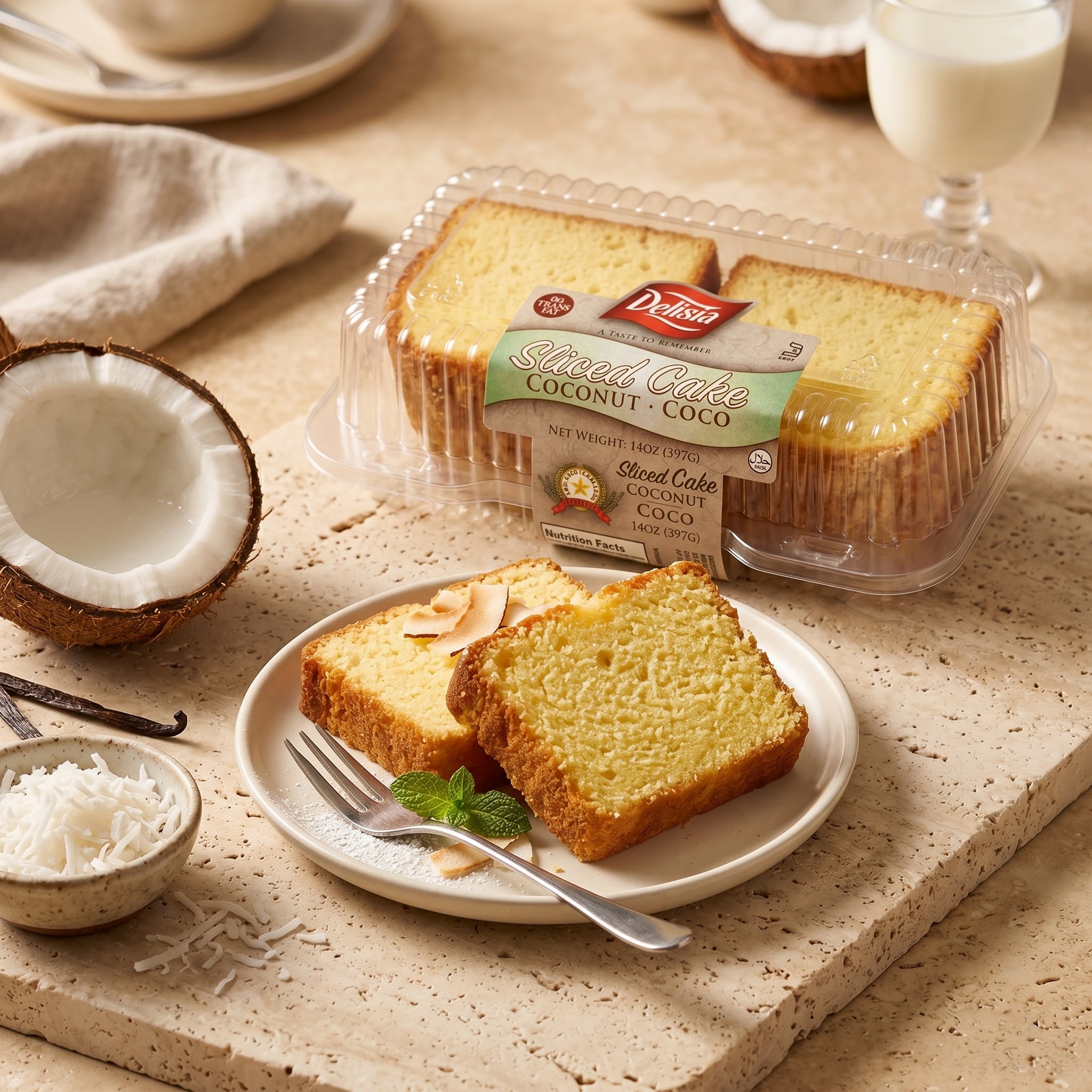 Delisia Big Sliced Cake Snacks Coconut Coco 397g 14oz