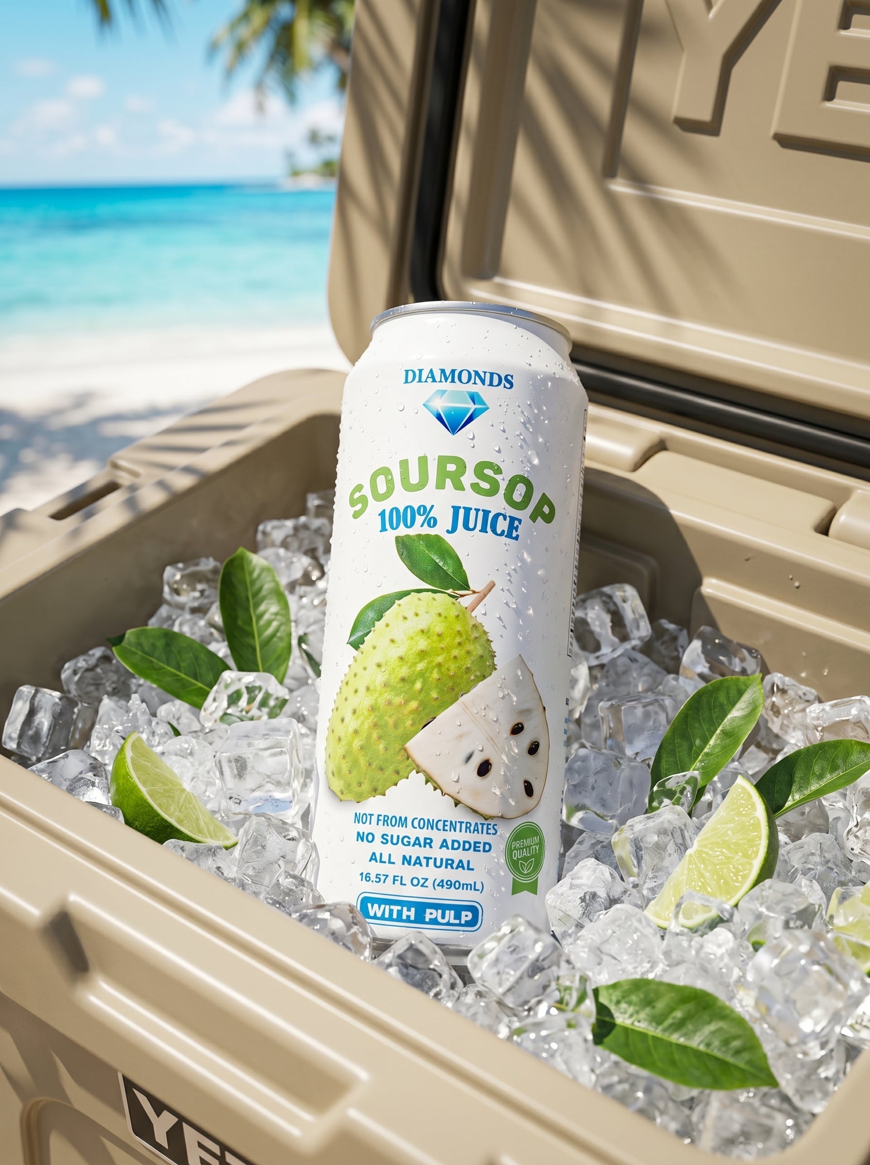 Diamonds Soursop Juice with Pulp 16.57 FL OZ (490mL)  - Pure Tropical Refreshment