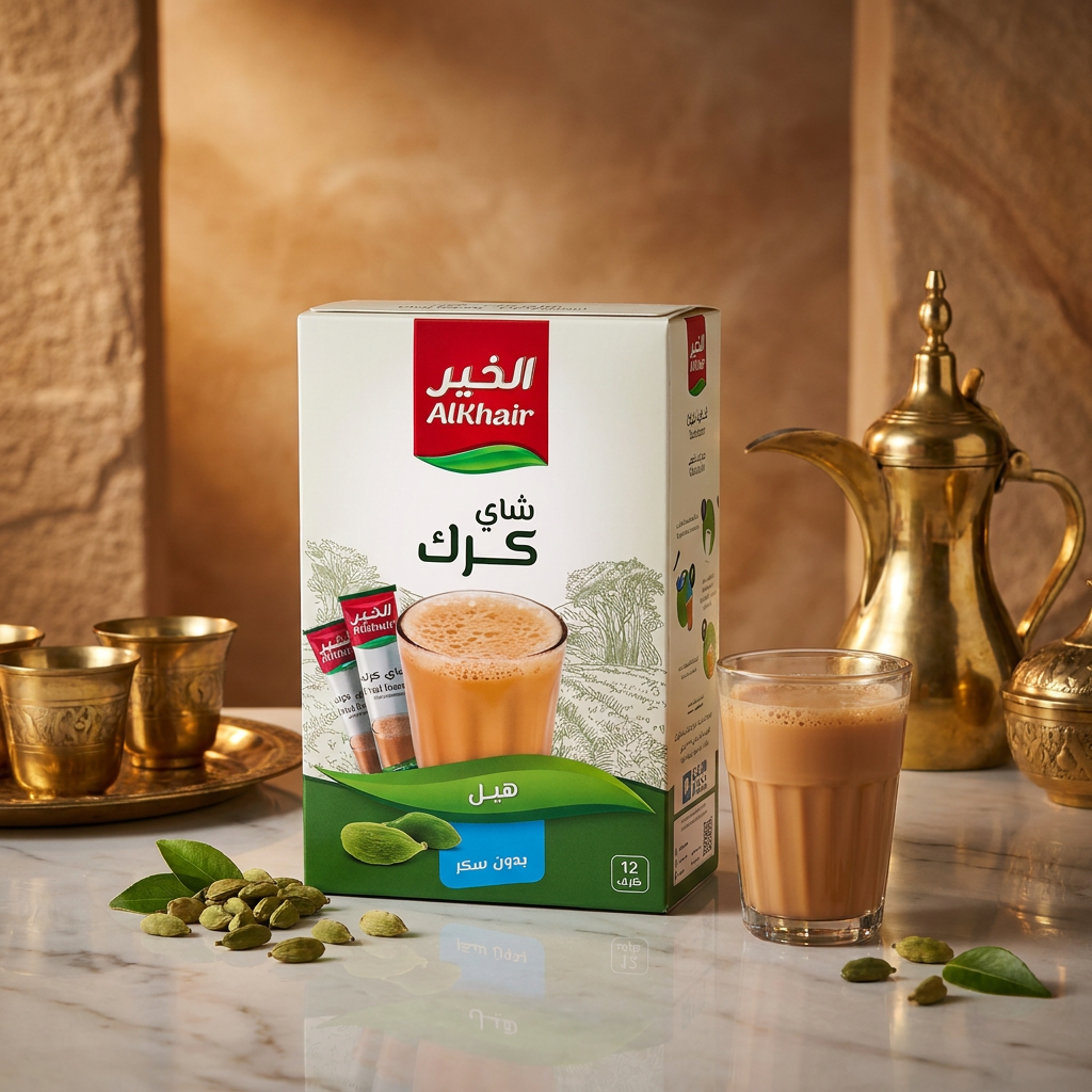 AlKhair Cardamom Karak Tea 3x15g Sugar-Free Instant Milk Tea Premix