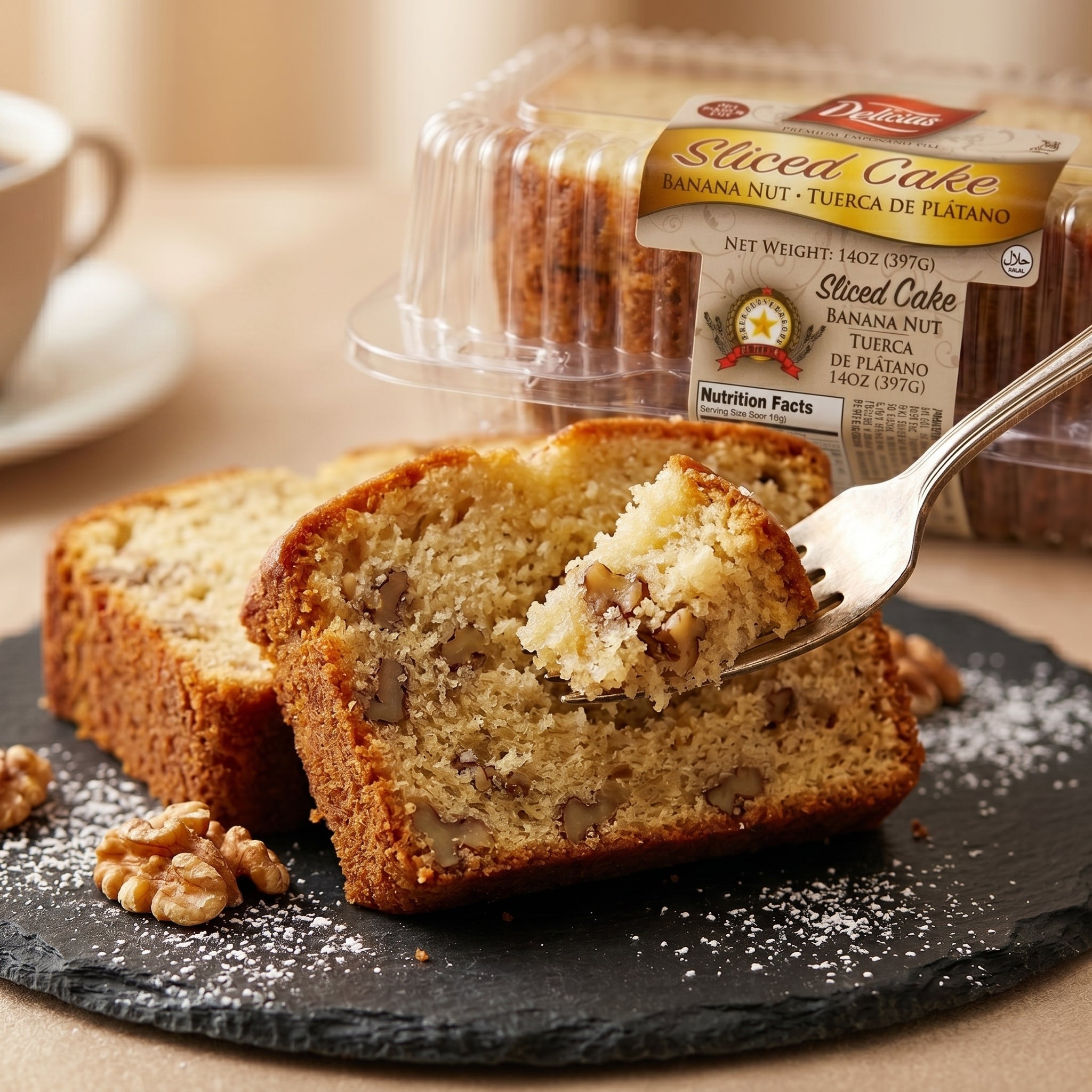 Delisia Big Sliced Cakes Banana NUT Breakfast Cakes 14 Oz