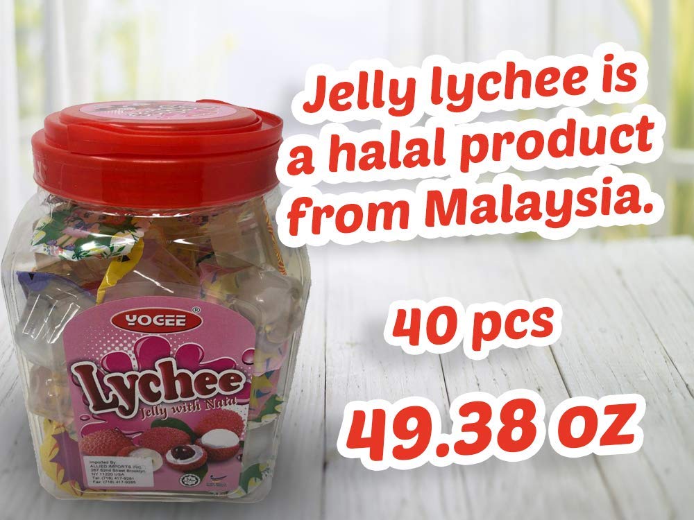 YOGEE|Sweet Jelly LYCHEE delicious natural flavors| (Jelly WITH NATA) |Mini Jelly Cups |Net Weight: 1400g (35g x40pcd) |49.38oz | (SINGLE)