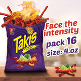 Barcel Takis Fuego Hot Chili Pepper & Lime Tortilla Chips 4 Oz (16 Pack)