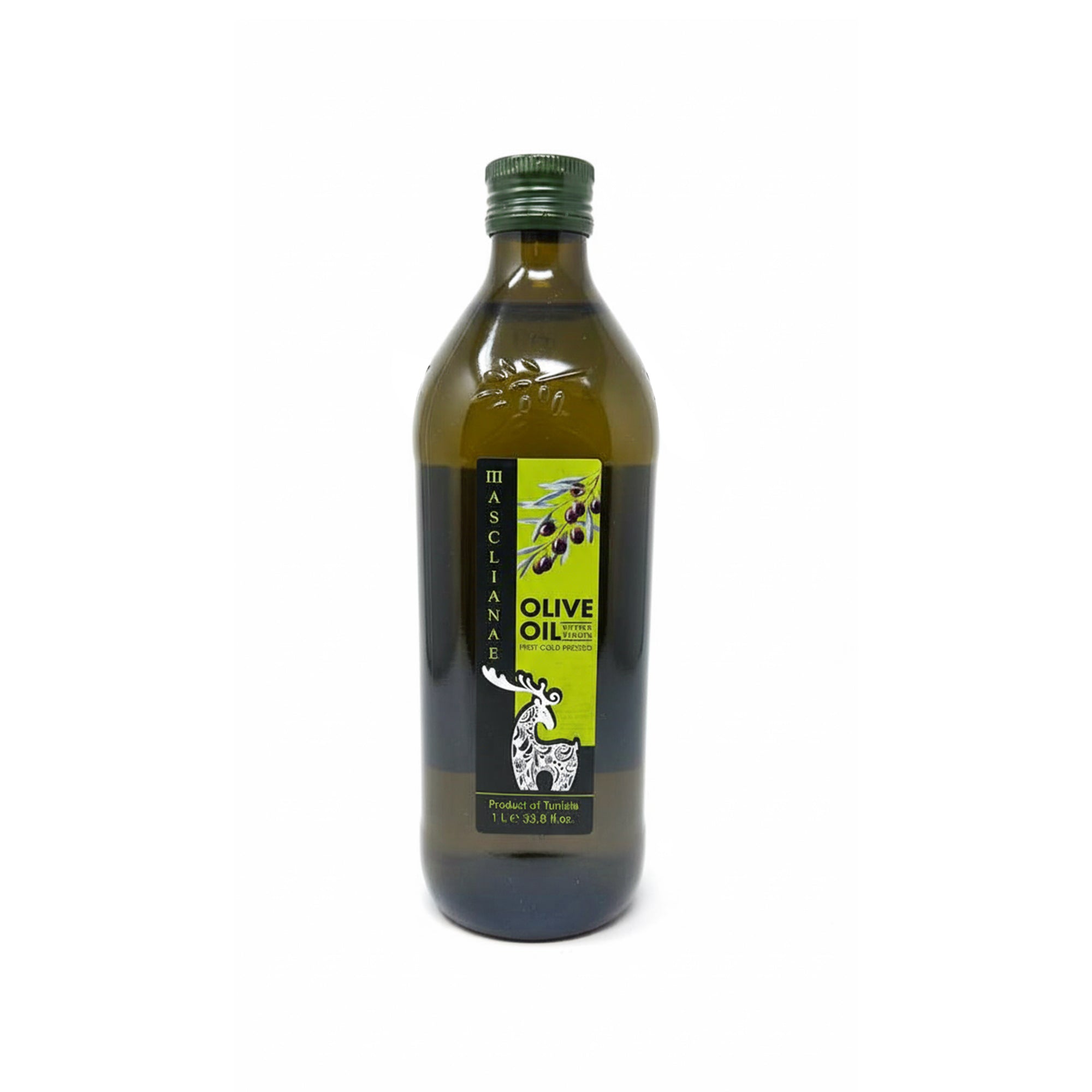 Masclianae Extra Virgin Olive Oil, Premium Tunisian, First Cold Pressed,  Perfect for Cooking, 1 Liter (33.8 fl oz)