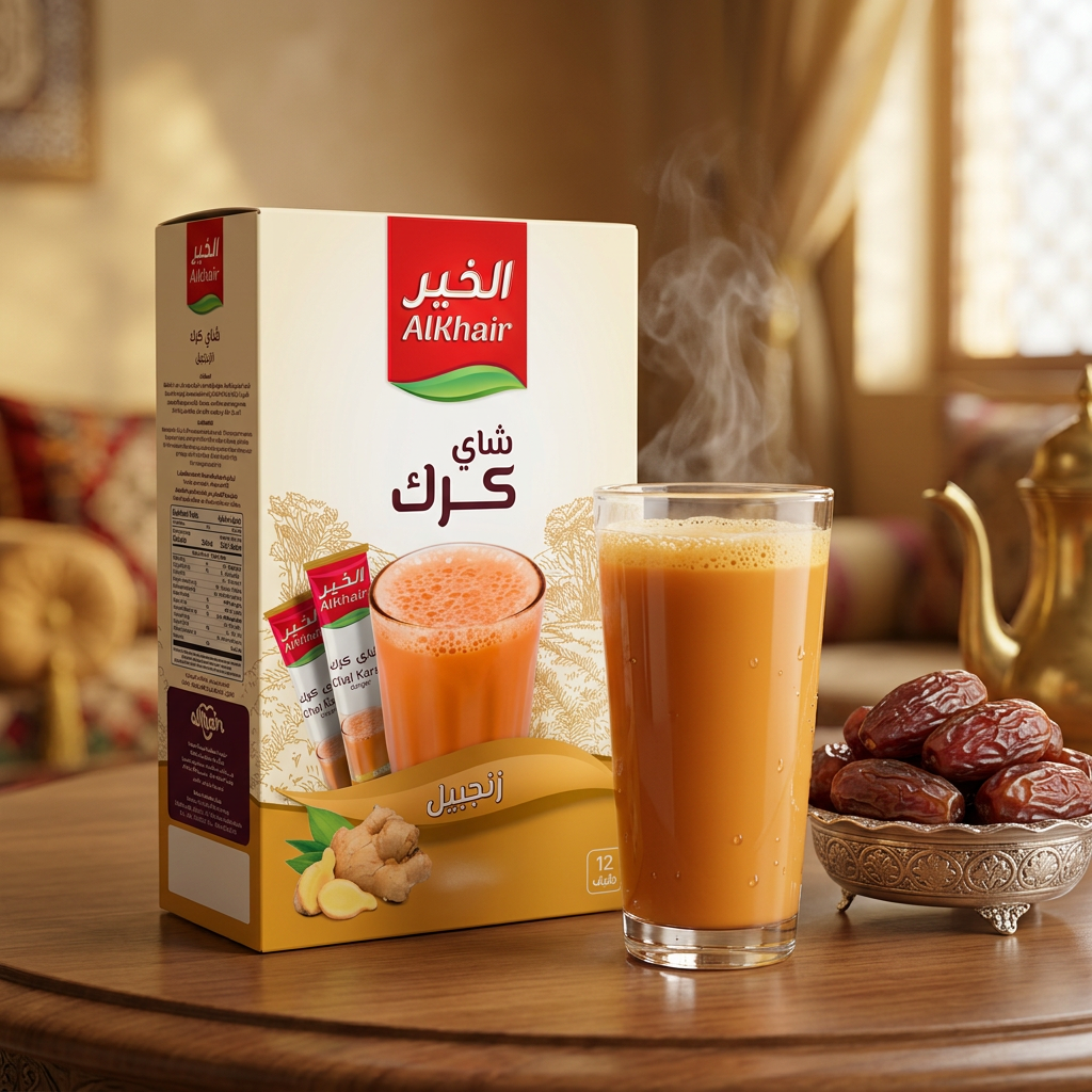 AlKhair Ginger Karak Tea 3x15g Sugar-Free Instant Chai Mix