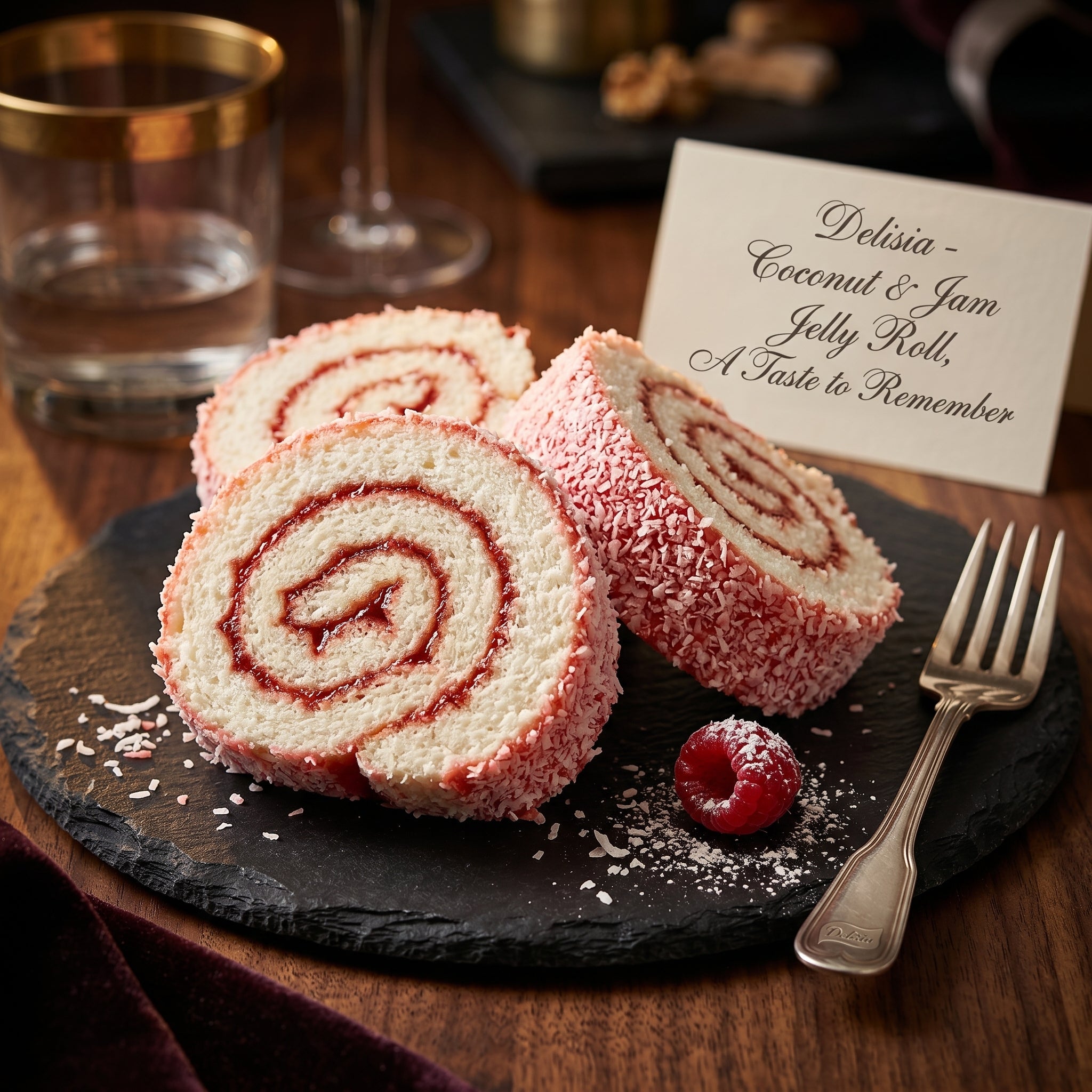 Delisia Big Jelly Roll Sponge Cake, 14 oz (397g), Traditional Fruit Jam Filling with Shredded Coconut, 0g Trans Fat, Kosher Certified, Ready-to-Serve Sweet Dessert Snack