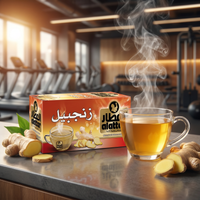 AlAttar Ginger Herbal Tea box with 20 tea bags, natural wellness drink featuring fresh ginger flavor.