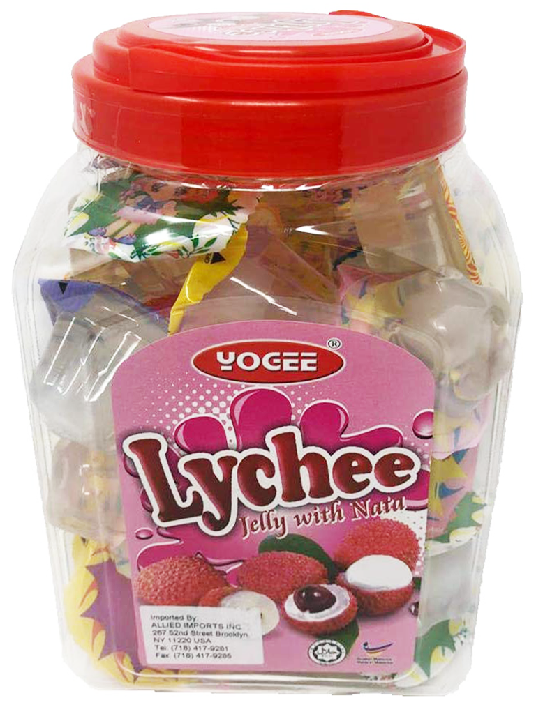 YOGEE|Sweet Jelly LYCHEE delicious natural flavors| (Jelly WITH NATA) |Mini Jelly Cups |Net Weight: 1400g (35g x40pcd) |49.38oz | (SINGLE)