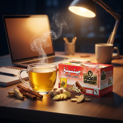 Al-Attar Ginger and Cinnamon Tea box with 20 tea bags, featuring a warm, aromatic wellness drink in natural packaging.