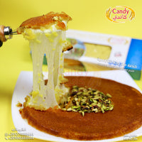 Close-up of Candy brand finely chopped Kunafa dough for homemade Nabulsi Middle Eastern pastry, 500g ground Mafrouka.