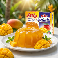 Diala Mango Jelly dessert mix in 80g packet, showcasing vibrant mango jelly prepared for quick, halal-friendly treats.