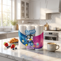 Lana Kitchen Paper Towel 6-roll pack with 3-ply super absorbent paper towels, suitable for home kitchen use.