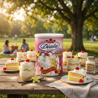 Diala Premium Vanilla Powder canister for professional baking, featuring a clear container filled with vanilla powder and a screw-on lid.