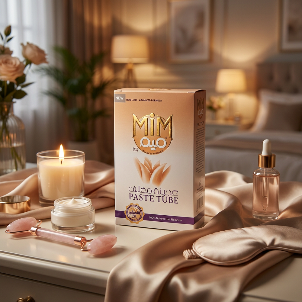 MIM Hair Removal Paste 90g tube with natural formula for smooth skin, displayed in a close-up image showing the tube's packaging.