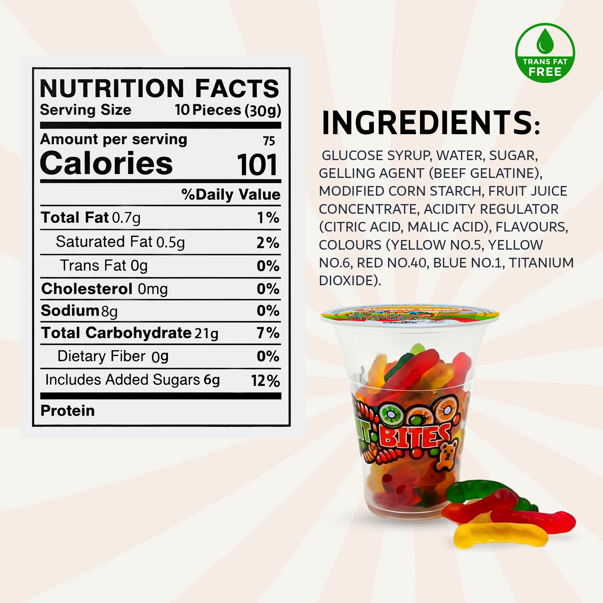 Cup candy Gummy worm Fun fruit Bites 6oz